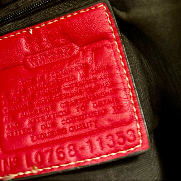 Coach Heritage Stripe Satchel Red leather accents Lot of wear Restoration bag - Picture 13 of 14